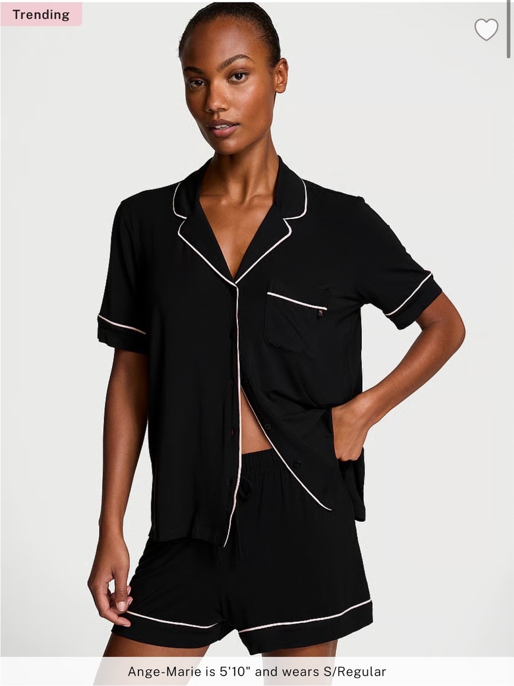 Victoria's Secret Black Short-Sleeve Pajama Set